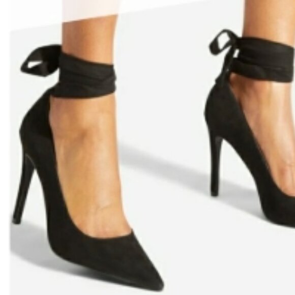 ShoeDazzle Akeiyla Lace-Up Pump Black Caviar Size 9 NWT - Picture 2 of 3